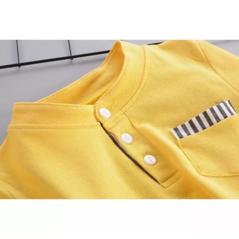 Terbaru Set|Setelan Baju Anak Anak Setelan Baju Polo Kuning Anak Laki-laki Dan Perempuan Umur 1-5 Tahun