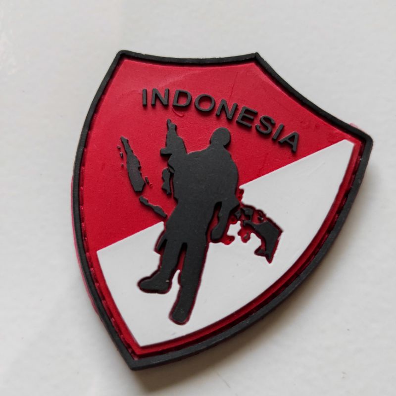 patch rubber logo merah putih indonesia prisai army/rubber patch tni/tempelan emblem karet velcro