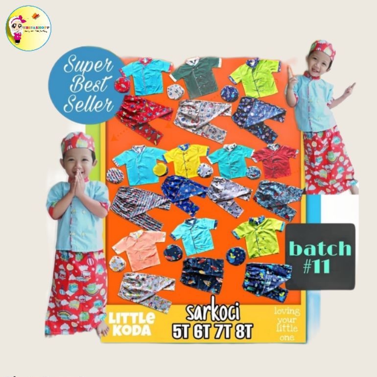 5-8T Set Sarung Koko Peci (JUNIOR) by LITTLE KODA