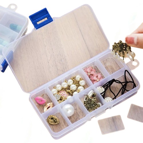 Polkadope Official - Kotak Plastik Tempat Obat 10 Sekat Kotak Penyimpanan Manik Kancing