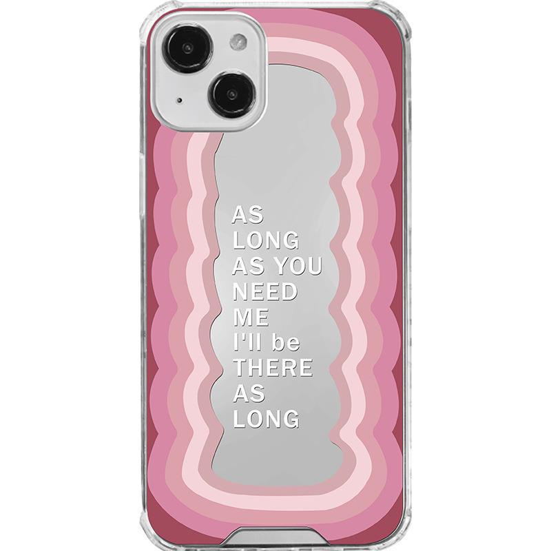 Casing Silikon Motif Pelangi + Cermin Makeup Untuk Iphone 13 / 12Promax / 11 / XR