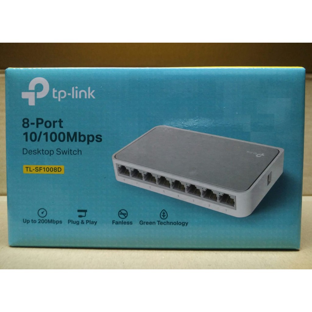 TPLink TL-SF1008D 8 Port Fast Ethernet Switch Hub 10/100Mbps TP-Link Dekstop Switch Plastik Case