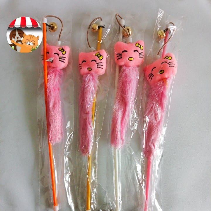 Mainan Kucing Pancingan Boneka Cat Stick Toys Tongkat Bulu Lonceng Pit