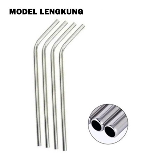 Sedotan Stainless Steel Bengkok Stain Less Straw Sedotan Lengkung Ramah Lingkungan anti karat PASAR MURAH