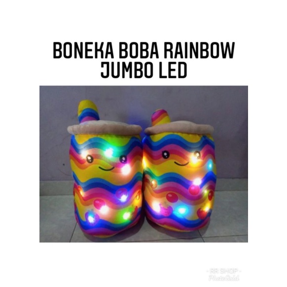 Boneka Boba Rainbow Led Jumbo Segalon 60cm / Boneka Bubble Milk Tea Sugar Viral