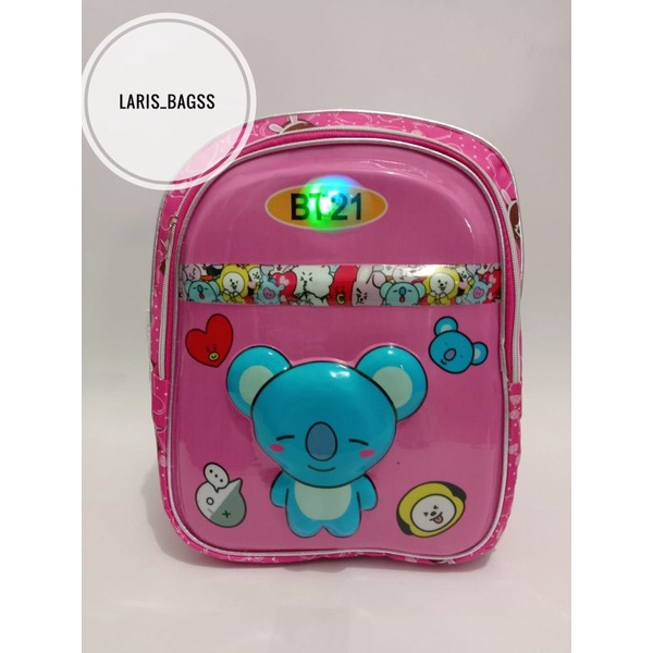 Tas sekolah anak bt21 LED/Tas bt21 tanggung/Tas bt21 SD/Ransel anak/Tas ransel murah/Tas anak murah/Tas bt21 SD/Tas anak perempuan/Tas anak karakter bt21/Tas BTS LED nyala