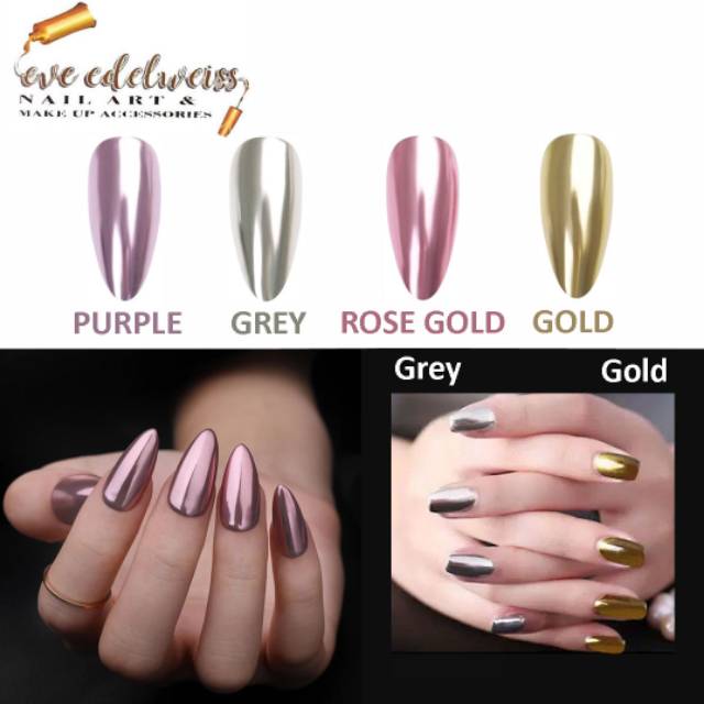 CHROME POWDER UV NAIL GEL/ BUBUK CHROME KUKU/ SERBUK CHROME KUKU KROM METALIK LOGAM NAIL ART