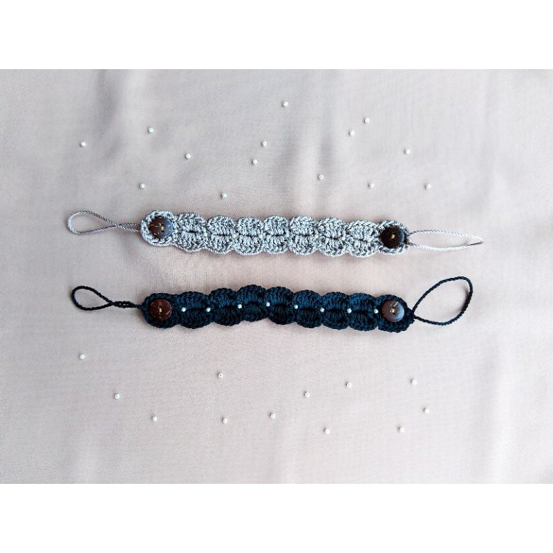 konektor masker rajut motif mutiara