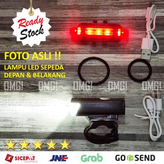  LAMPU  SEPEDA  DEPAN DAN BELAKANG LED LIGHT RECHARGEABLE 