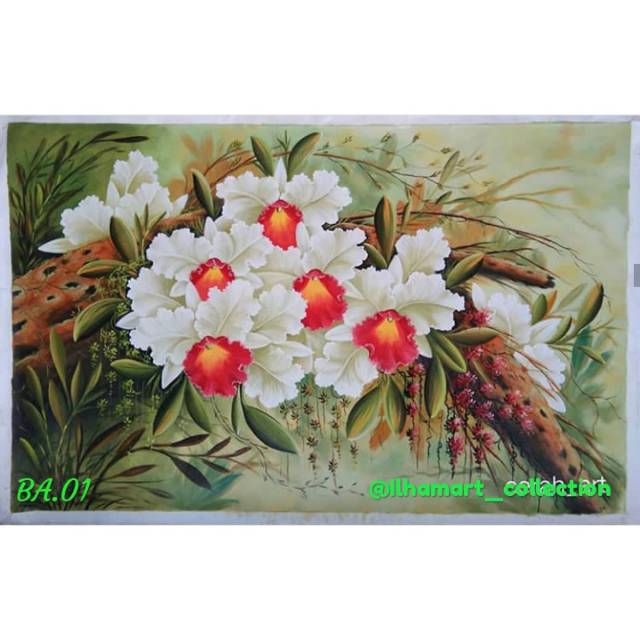 Lukisan Bunga Anggrek ukuran 135x85 / 120x60
