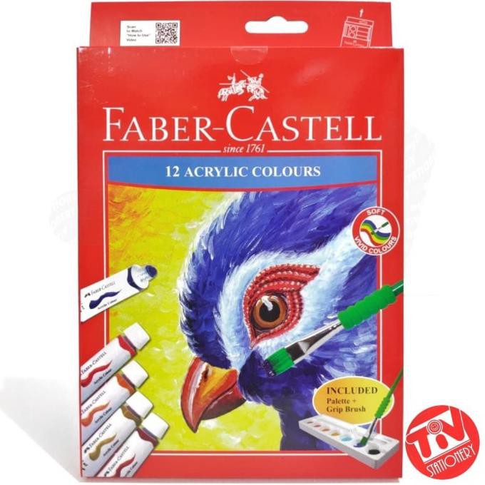 

New! Cat Acrylic Faber Castell Set 12 Warna (Bonus Palet Dan Kuas) Murah