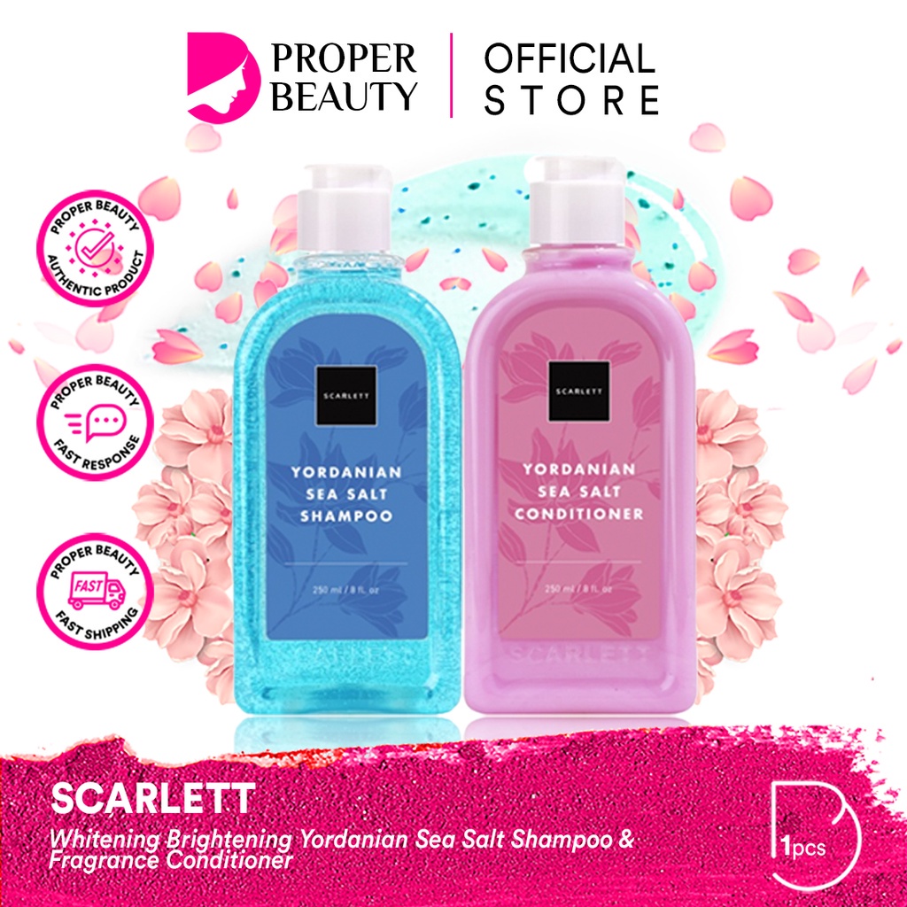 SCARLETT Whitening Hair Care Indonesia / Skincare Yordanian Sea Salt Shampoo Conditioner / Treatment Sampo Kondisioner Vitamin Creambath Rebonding Tonic Perfume Mask Rambut Kepala / Facial Wash Serum Sunscreen Cream Body Shower Scrub Lotion / Paket Wajah