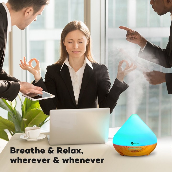 H30 Ultasonic Humidifier Aroma Diffuser 7 Color LED 300ml Brown