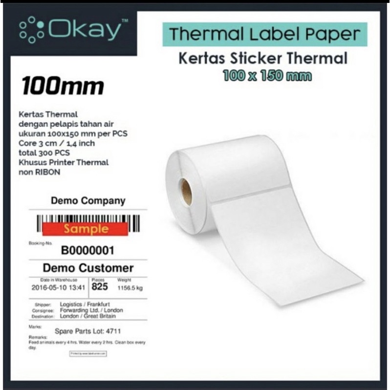 

Hophop Kertas Label Thermal Sticker Thermal Printer 100x150cm A6 Okay