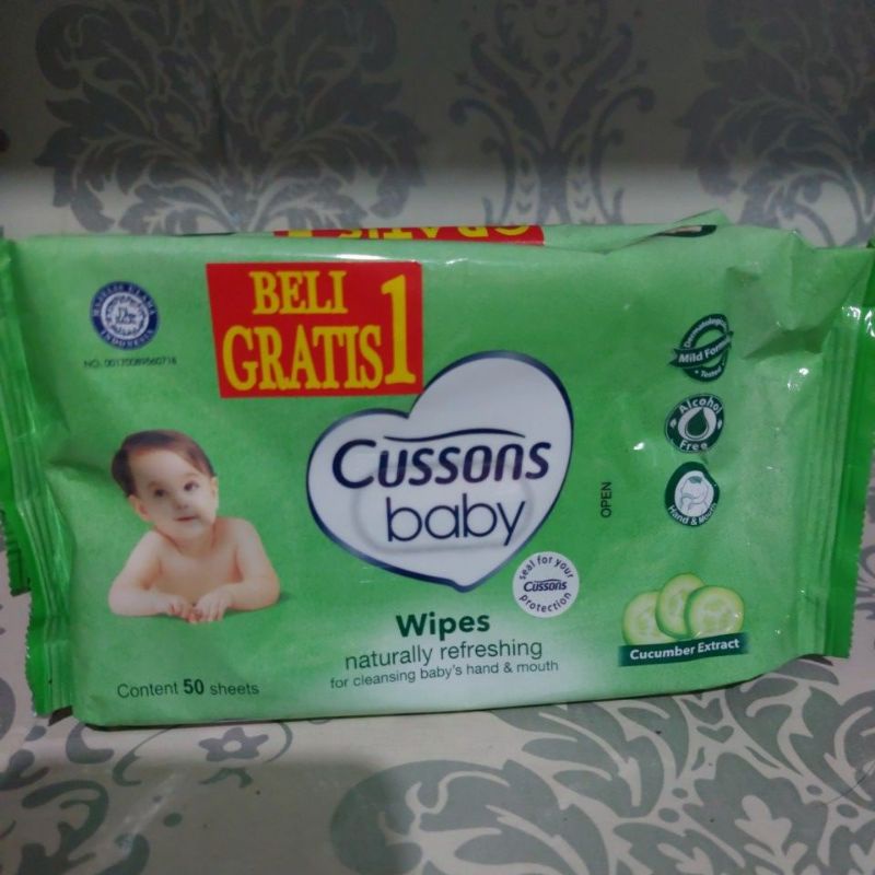 CUSSONS BABY WIPES NATURAL REFRESHING HIJAU &amp; UNGU BELI 1 GRATIS 1