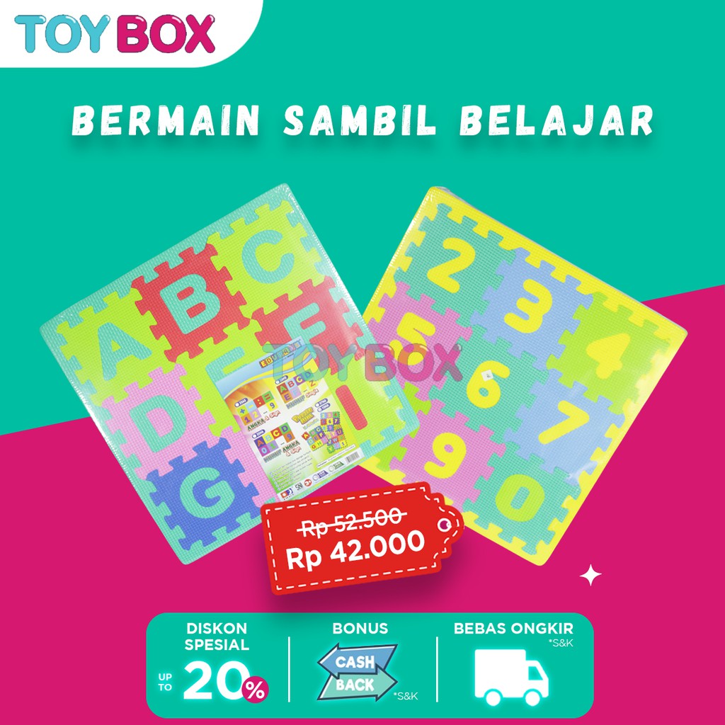 KARPET PUZZLE HURUF ANGKA EDUMATS / MATRAS / TIKAR ALAS BERMAIN ANAK