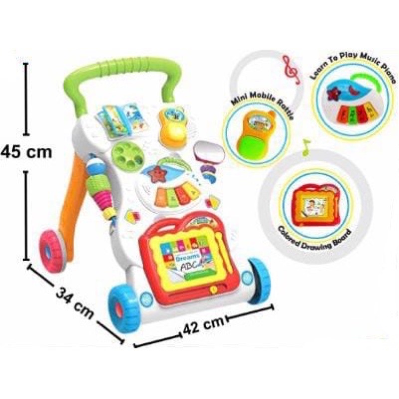 Mainan Anak dorongan Baby Push Walker Musical Dorongan Belajar Jalan Anak Balita