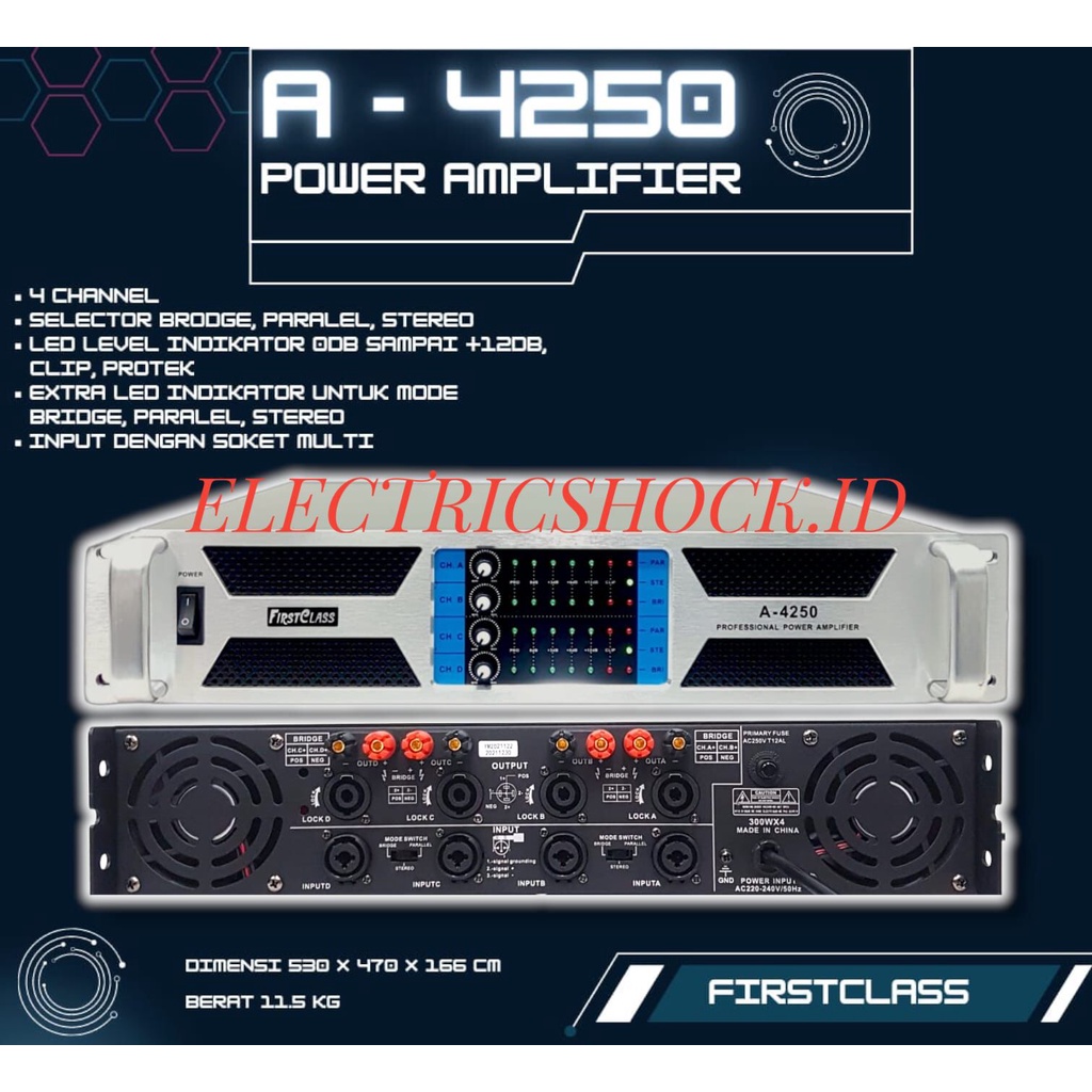 POWER AMPLIFIER FIRSTCLASS FC A4250 4 CHANNEL FIRST CLASS FCA 4250