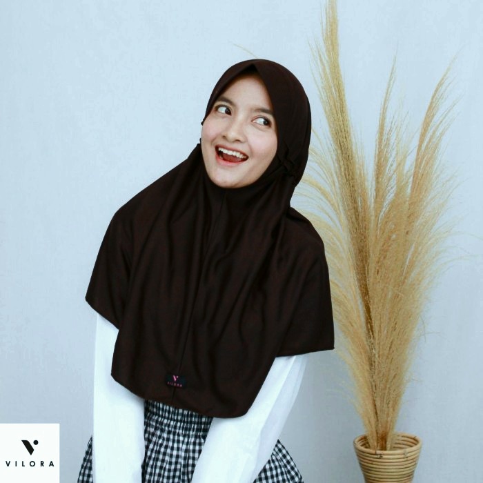 12.12 DISKON ✅ [LOVE   HITAM] KERUDUNG JILBAB ORIGINAL LOVE  VILORA BLACK SERUT SEKOLAH UKURAN XS, S