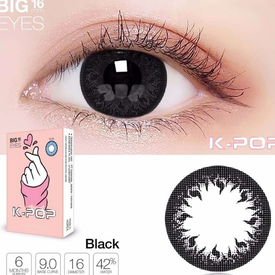 Softlens X2 K-POP DIA 16.00mm NORMAL MINUS Black Grey Brown Blue (-0.50 s/d -3.00) KPOP Lensa Kontak-BLACK