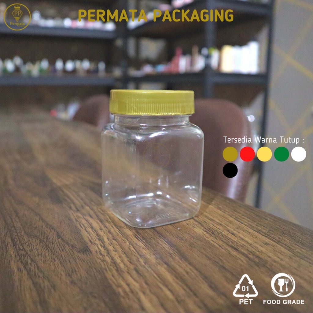 Toples Plastik Kotak 200ml / Toples Kotak Sambal 200ml / Toples Bawang Goreng 200ml
