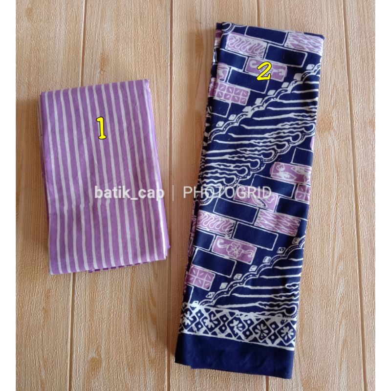 Kain Batik Cap Katun Halus Ungu Tua Ungu Muda Kain Batik Garis Ungu Bahan Batik Katun Ungu Kain Bati