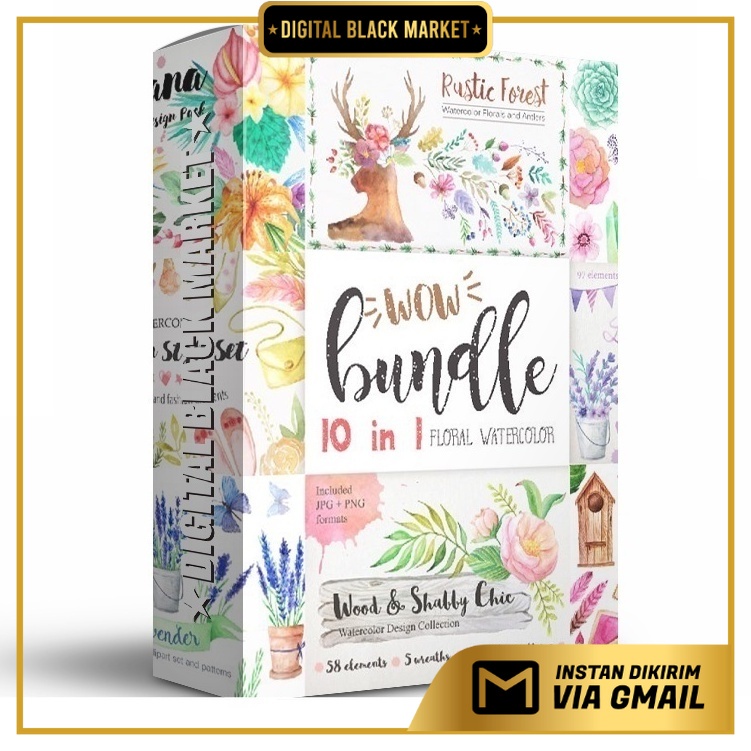 Summers Watercolor Floral Bundle - JPEG Ultra HD