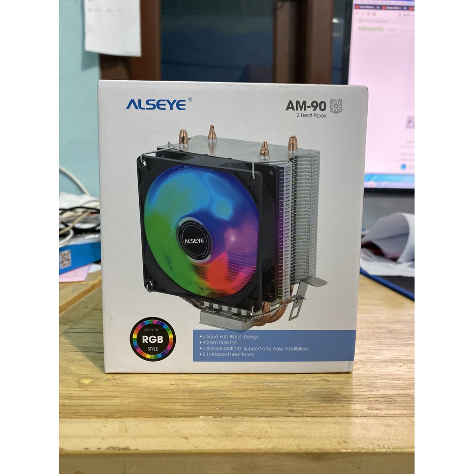 Alseye AM-90 2 pipa Fan Processor CPU Cooler Muliplatfrom RGB Alseye Am90 2 Heat pipes