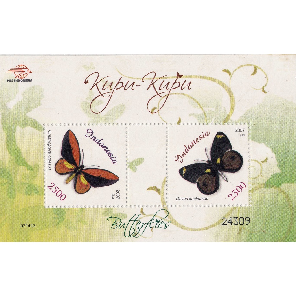 

Perangko Indonesia 2007 Kupu-Kupu Minisheet MNH