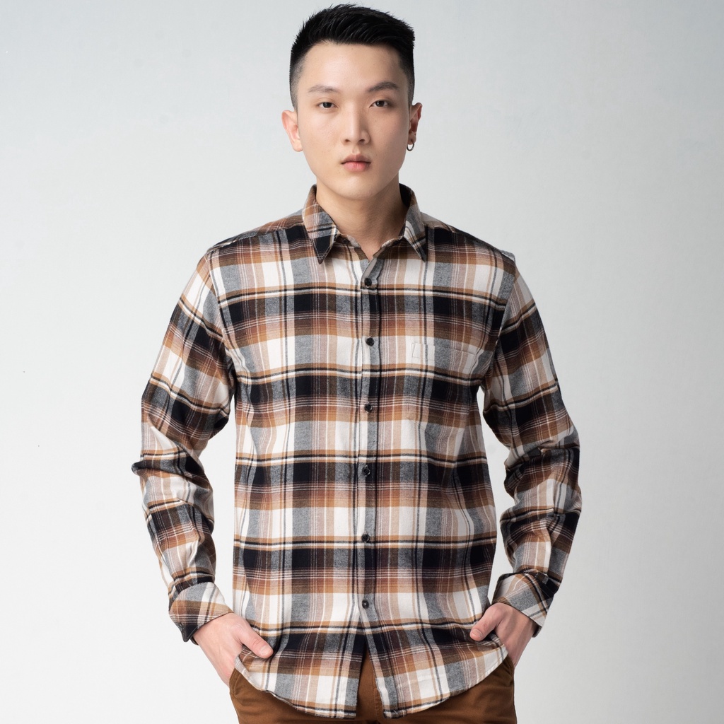 Benhill Kemeja Pria Flanel Panjang Kotak Coklat Art. 27634-11533