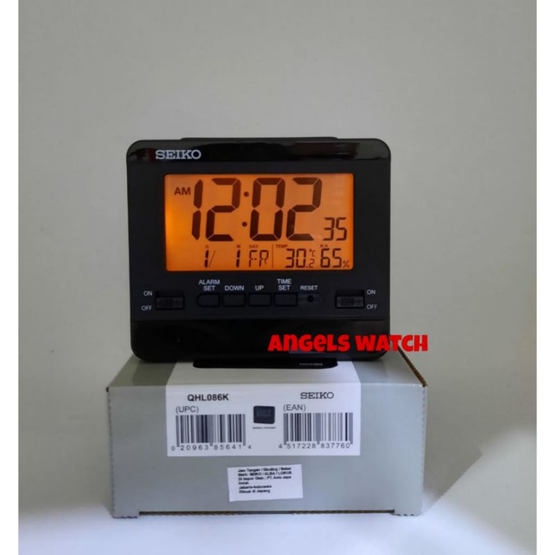 angelswatch jam digital seiko qhl086/ jam alarm calender termometer lengkap