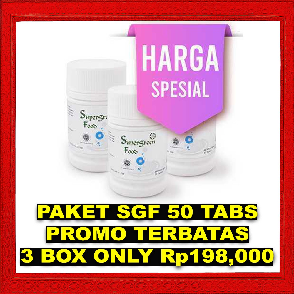 Suplemen Makanan Sel Supergreen Food SGF 50 150 600 tab Super Green Chlorella Spirulina KK Indonesia