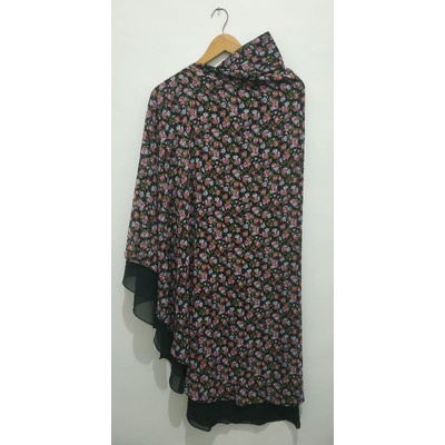Preloved Daily Khimar bergo syari Ceruti motif 2 layer pet busa clasic