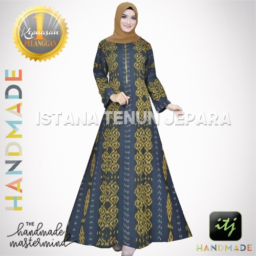 Dress Tenun / gamis Muslimah / Baju Tenun Muslimah Etnik Motif Sabu
