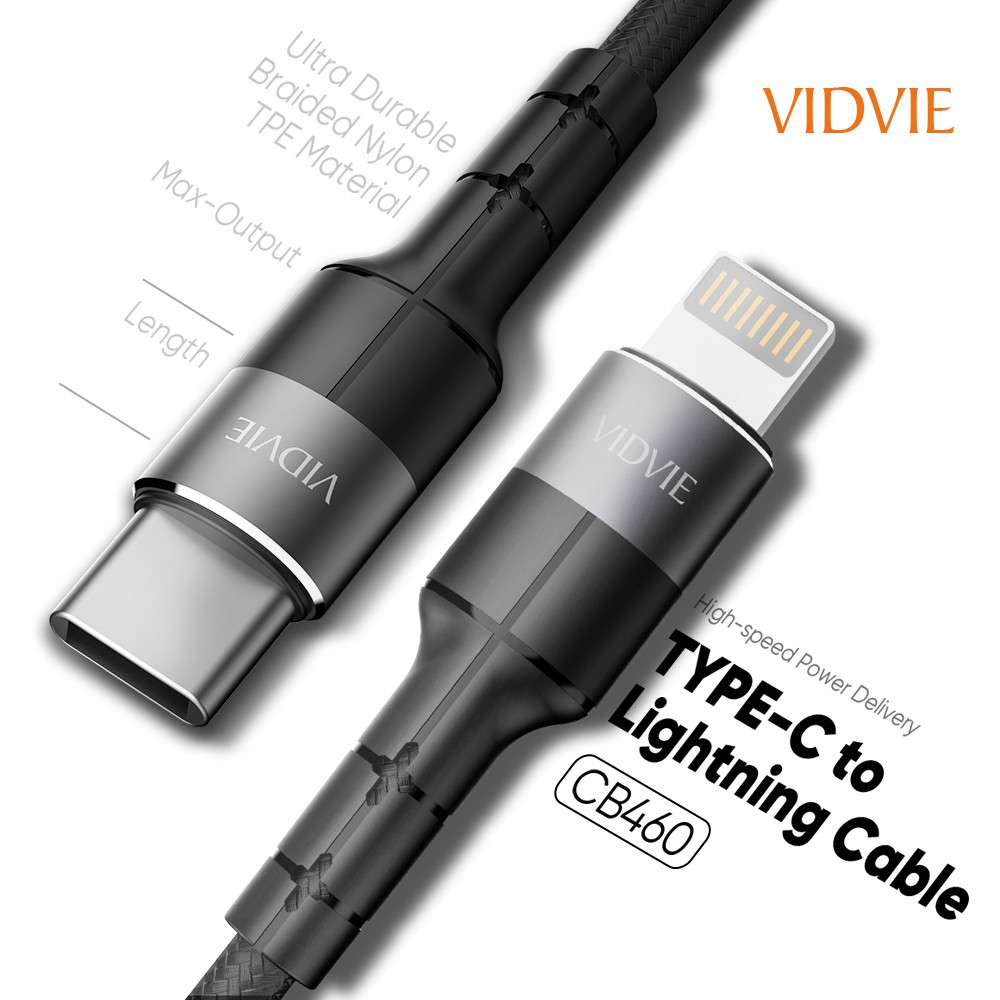 Type c to lightning cable vidvie sync data &amp; charge 2.4a fast charging 1.2 meter CB460 CB-460