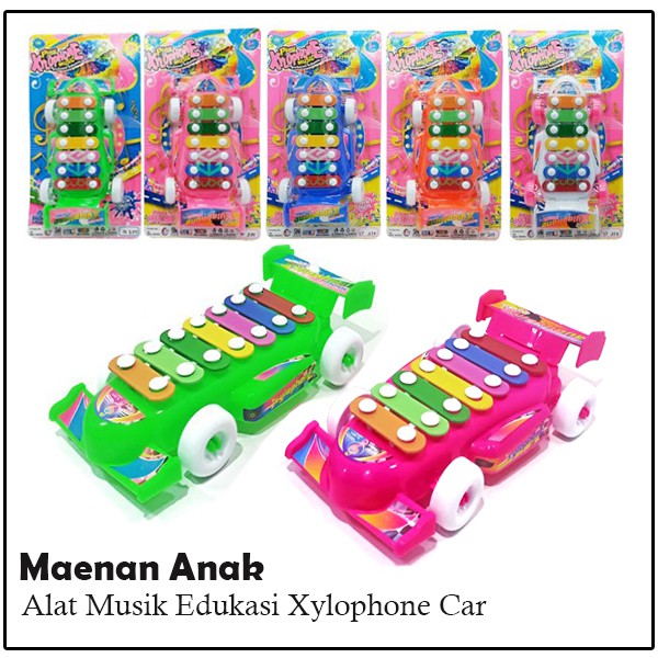 Mainan Anak alat Musik Edukasi Bentuk Mobil Xylophone Car Mainan Music Pukul Plastik