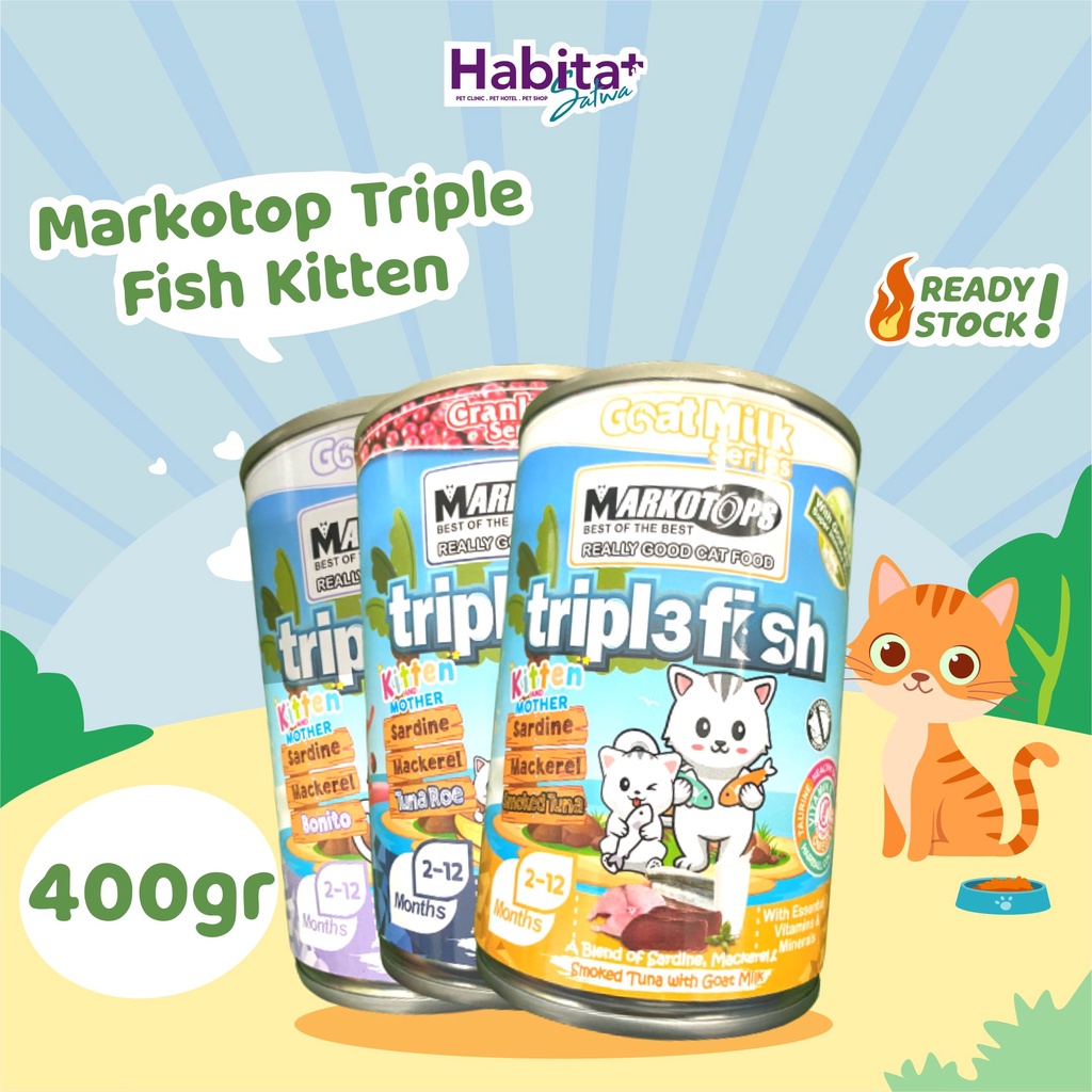 Markotop Triple Fish Kitten 400 gr Makanan Kucing Kaleng Wet Food