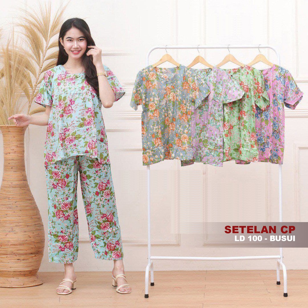 Baju piyama CP setelan Celana panjang baju batik busui kancing depan piyama bahan adem - meabatik