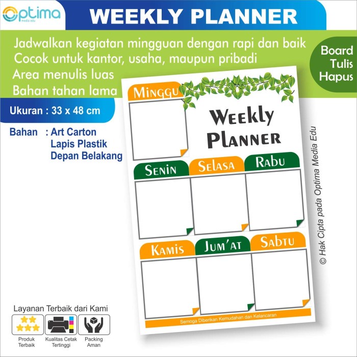 

[RESTOCK] board papan weekly planner