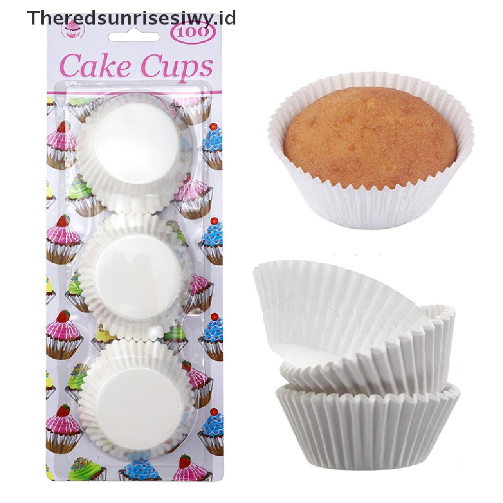 # Alat Rumah Tangga # 100pcs Kertas Kue Muffin Warna Putih