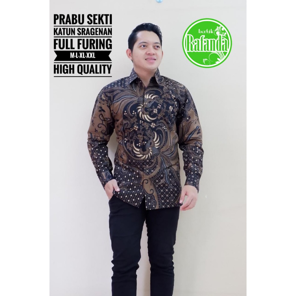 PRABU SEKTI RAFANDA BAJU KEMEJA BATIK PRIA SOLO LENGAN PANJANG PENDEK LAPIS FURING ATASAN BATIK PREMIUM MODERN KATUN HALUS MARENO  MERAK SOGAN WULU SEKTI MERAK MERAH ABSTRAK CABE MERAH PUSAKA BIRU GELEMBUNG SEKTI BANGAU KUNING MOZAIS MERAK PINK BANGAU