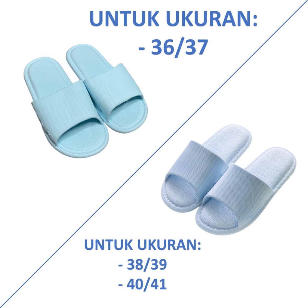HC Sandal Slop Karet Polos 6500 Sendal Rumah Berkualitas Motif Garis Zigzag Sendal Kamar Mandi EVA Empuk Sendal Karet Couple Garis Home Slipper Anti Slip Wanita Pria Gaya Korea Murah Import-BIRU MUDA