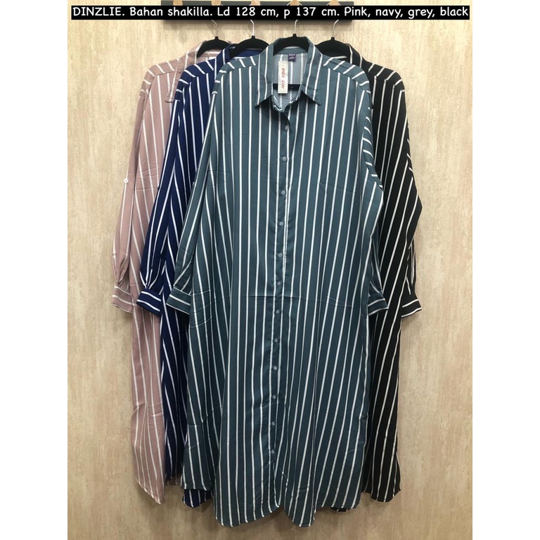 LONG TUNIK TUNIC DRESS GAMIS KEMEJA PANJANG WANITA JUMBO BIGISZE XXXL BAHAN SHAKILLA MOTIF SALUR STR