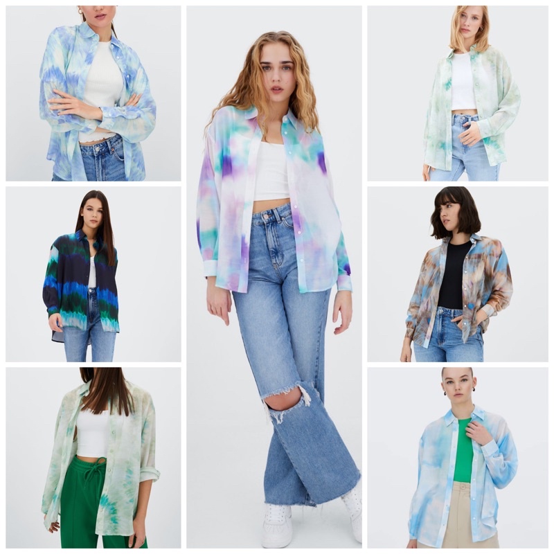 Request Ready Jastip Jasa Titip Outer Oversize Print Shirt Crop Top Kemeja Longsleeve Blouse Atasan 