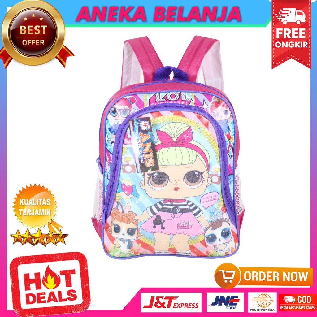 New Arrival Tas Punggung Mika Khusus Anak Cewek Gambar Kartun LOL Pink Kece Terbaru Kekinian Stylish