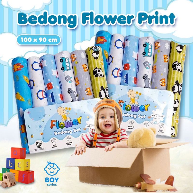 6 Pcs Bedong Bayi / bedong flower motif print