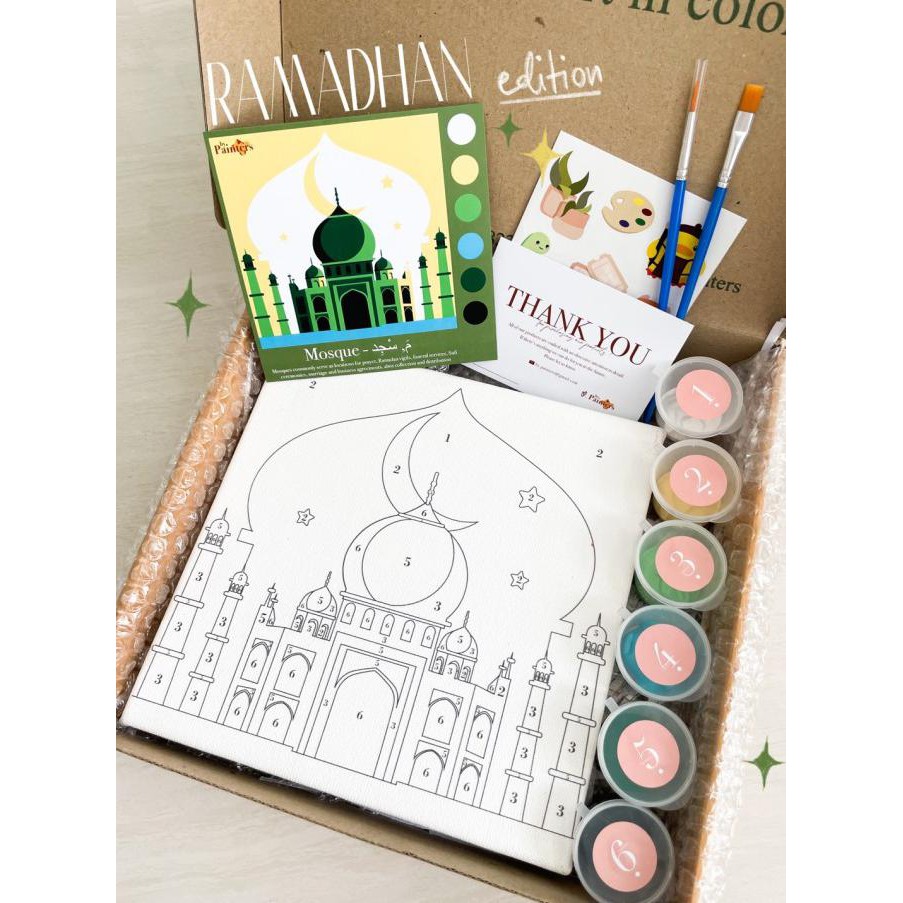 

Paint By Numbers Mosque | ByPainters | Painting Kit | 20x20cm Kanvas