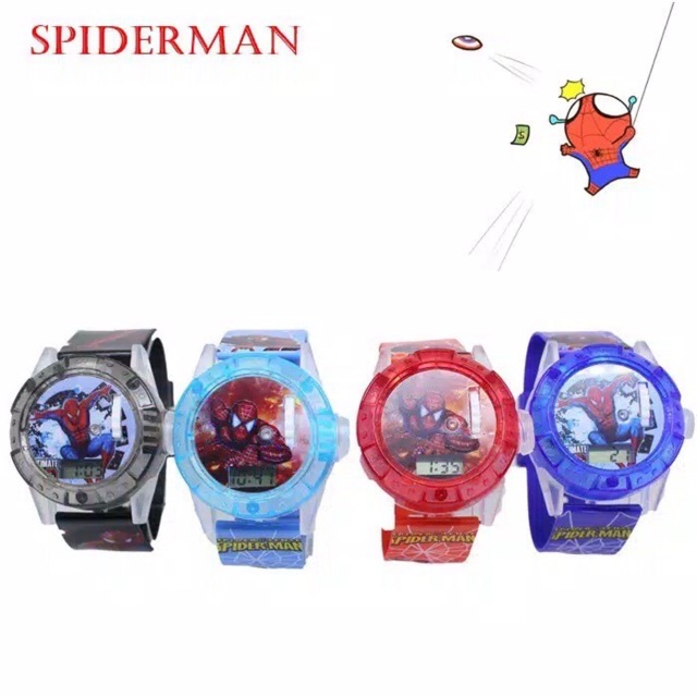 Jam tangan anak laser/proyektor karakter spiderman