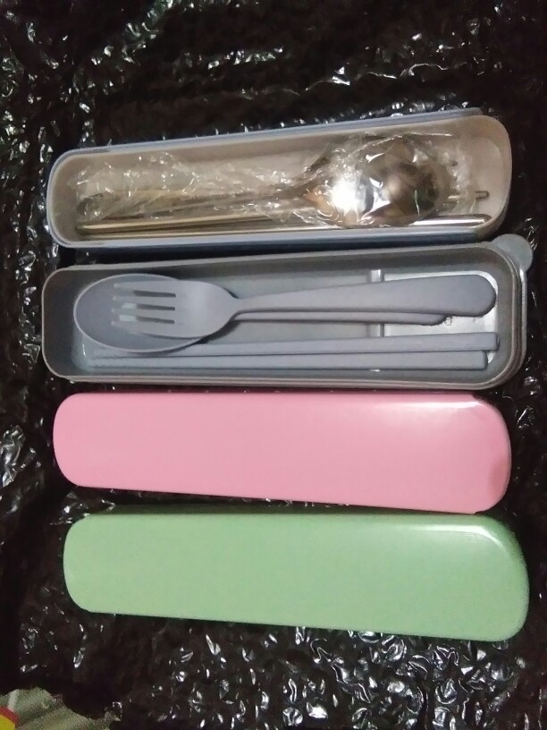 3pcs / Set Peralatan Makan Sendok / Garpu / Sumpit Bahan Wheat Straw Untuk Travel / Camping Cuc-156