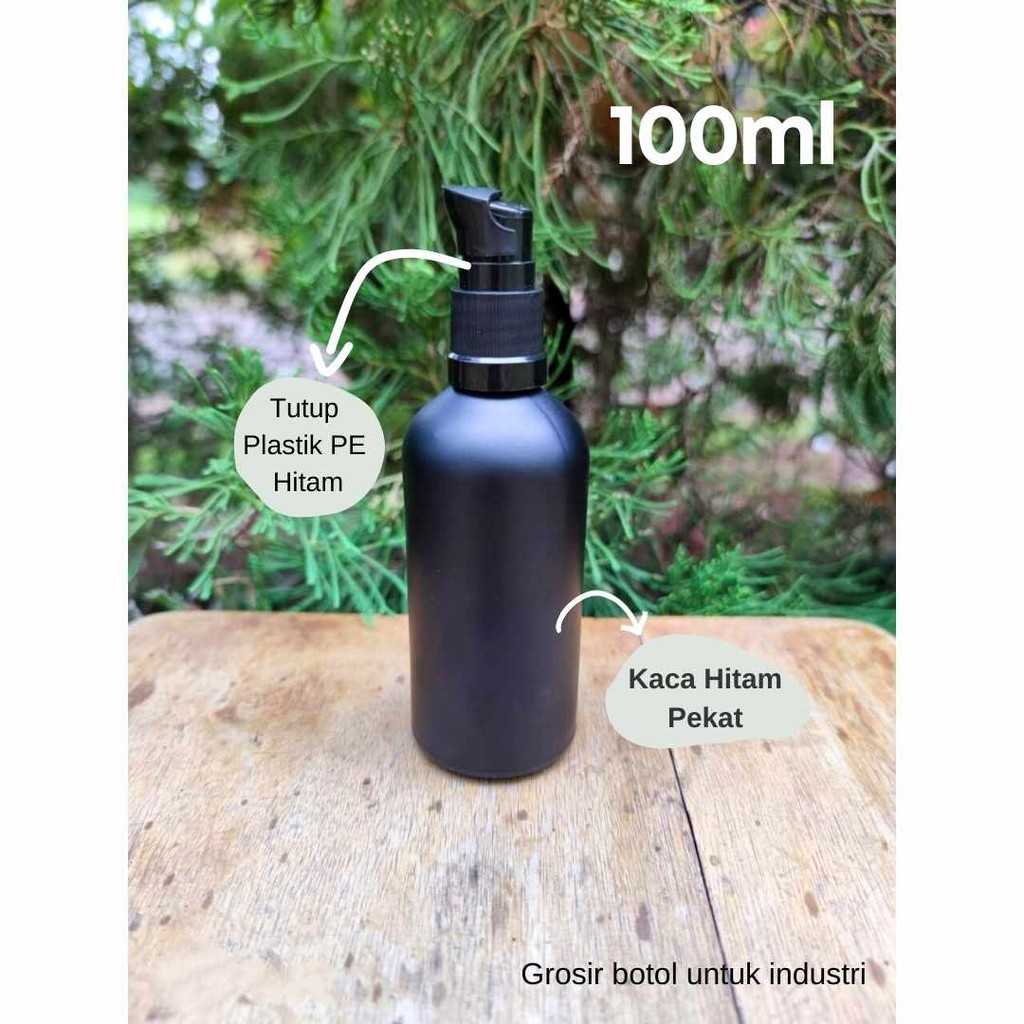 Botol Skincare Kaca Hitam 100ml Botol Serum Pump Botol Kosmetik Kaca Botol Kosong Kosmetik Jar Lotio